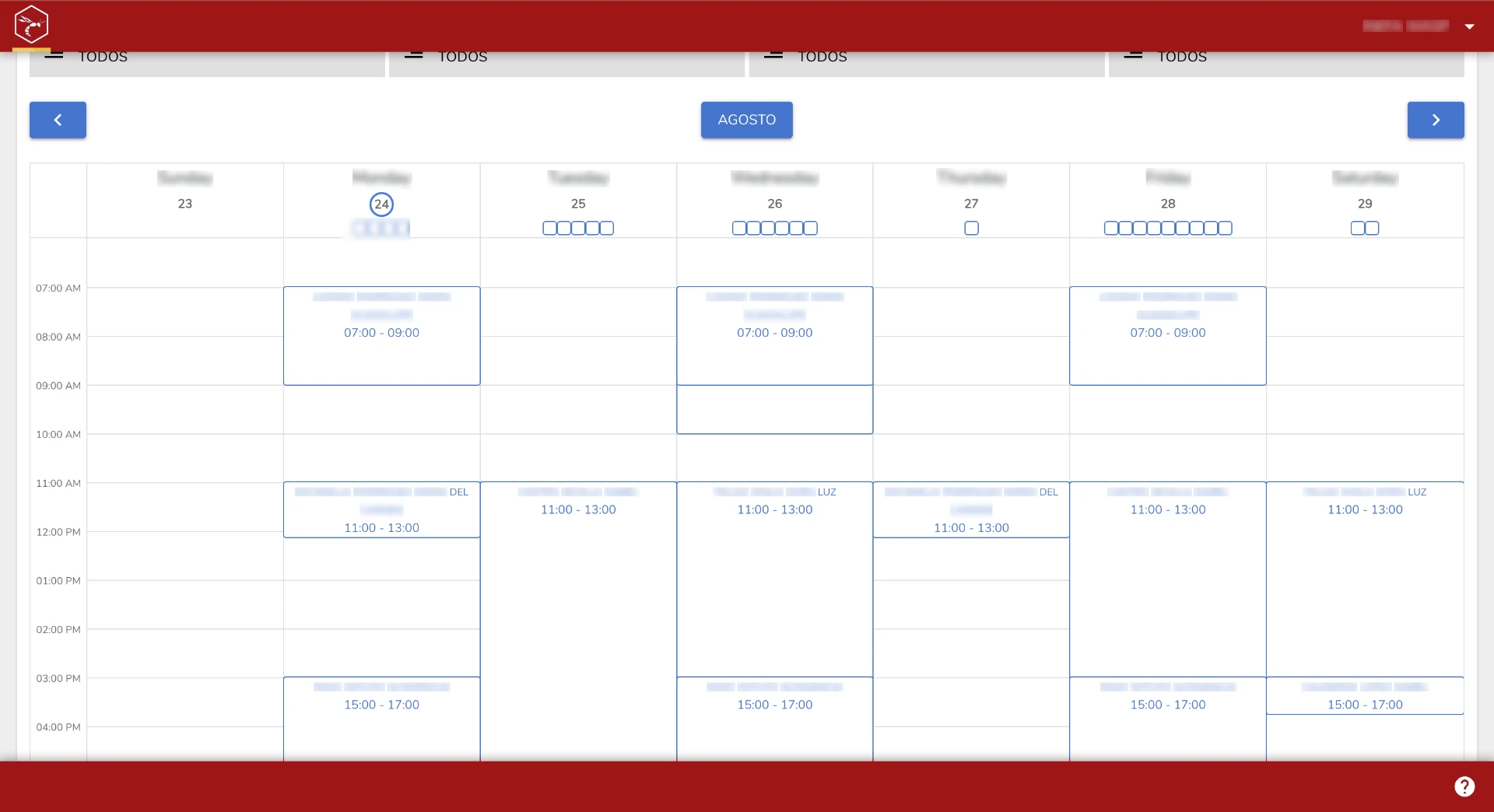 WASP Care Suite — Agenda y calendario semanal